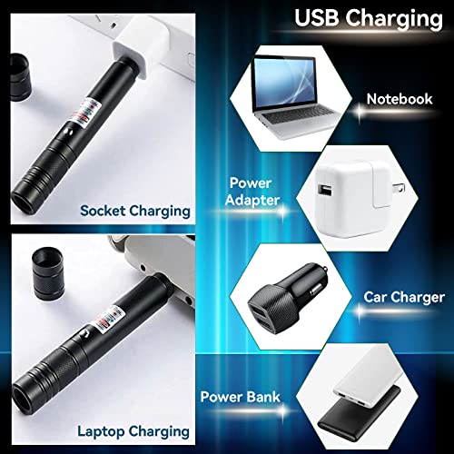 Ivvtryi Green Laser Pointer Long Range High Power Tactical Green Beam Flashlight Laser Pointer Rechargeableusb Laser Pointer Cat Toys With Star Cap Adjustable Focus For Teaching Outdoor Hunting #TOP4