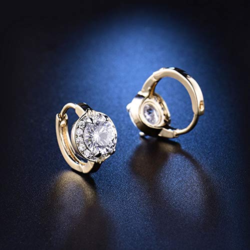 GULICX Fashion Jewelry Gold Tone Oval White Crystal Lovely Royal Gorgeous Hoop Earrings4