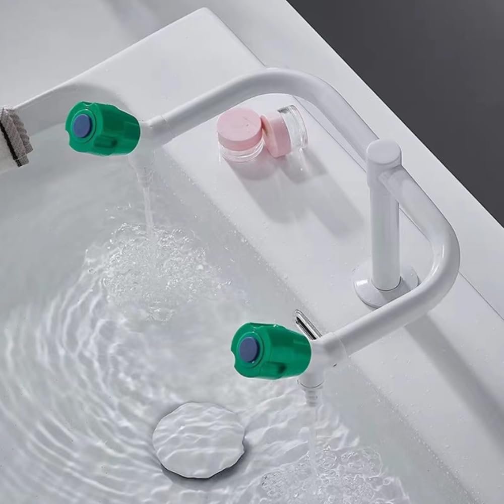 Grifo De Laboratorio De Dos Caños Con Ducha De Enjuague Previo Giratorio De 360 Grados, Núcleo Totalmente De Cobre Recubierto De Resina, Adecuado Para Laboratorios, Escuelas Y Hospitales
