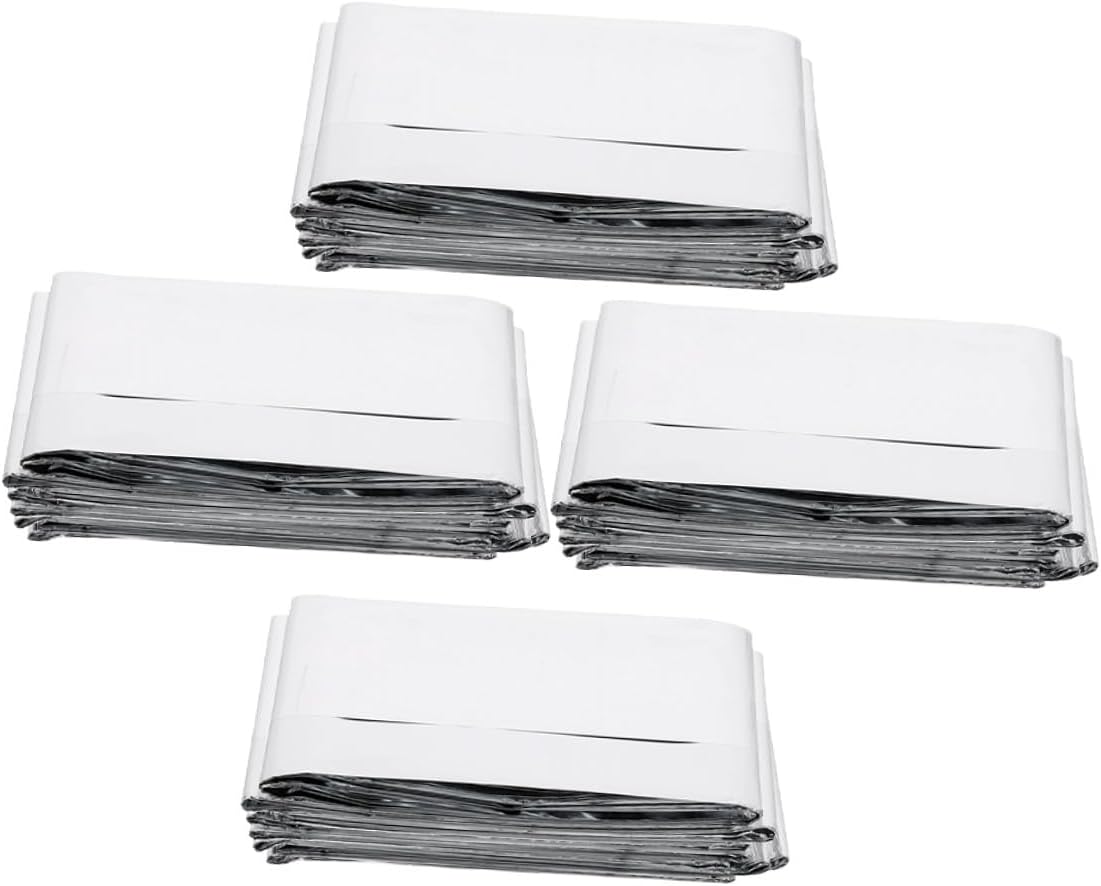 YARNOW 4pcs Emergency Thermal Blanket Set 160x210cm Silver Aluminum Foil Survival Warm Blanket for Camping Outdoor First Aid and Emergency Use