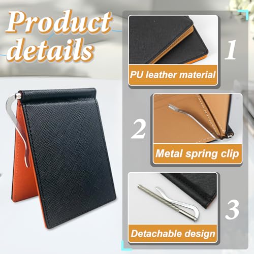 Money Clip Wallets for Men, Men’s Ultra-Thin Wallet Billfold Wallet for Men with Metal Clip and Card Slot (Orange)3