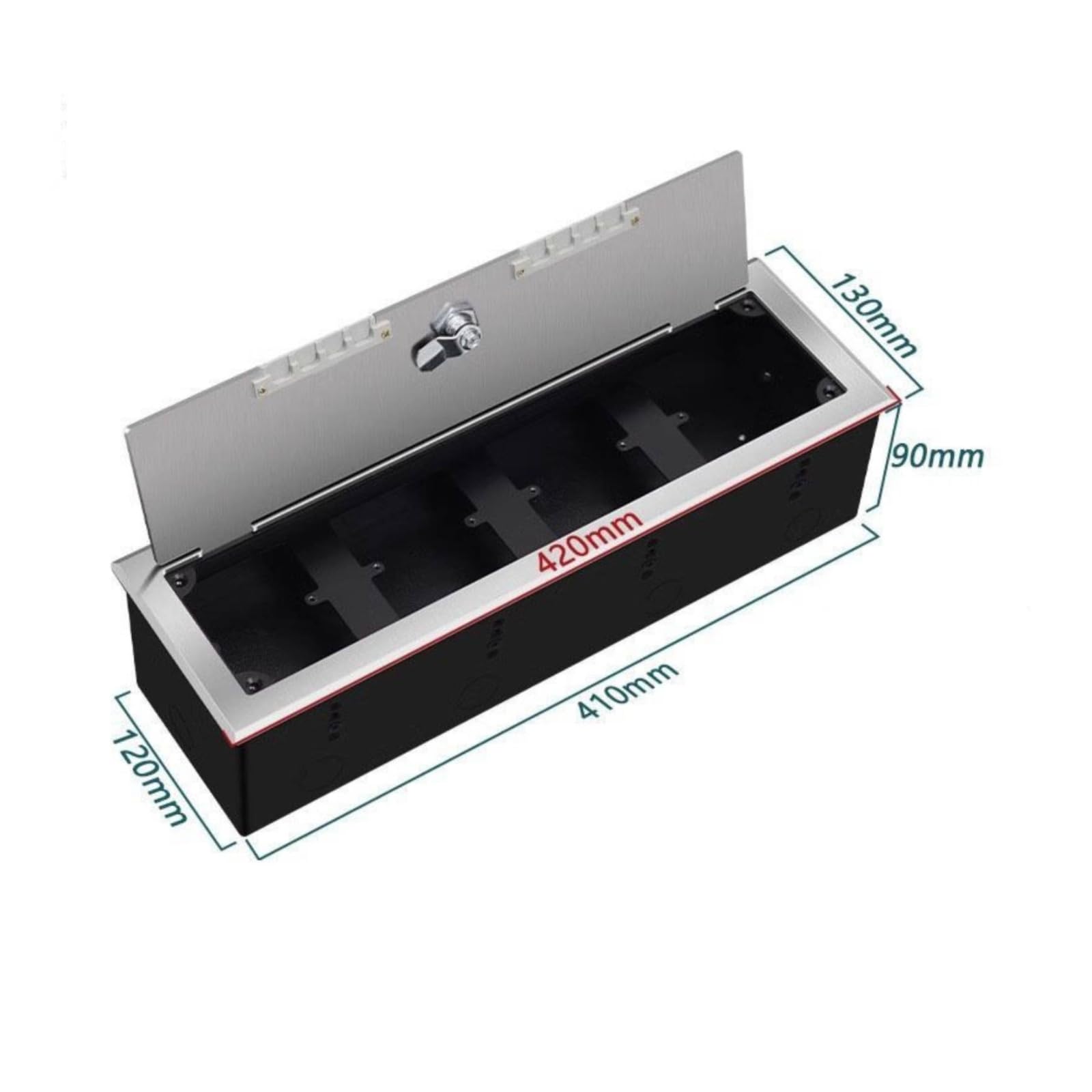Scatola di Protezione per Prese Elettriche a Incasso in Acciaio Inox Resistente a Schizzi D'acqua e Polvere per Uffici, Hotel, 13x42cm