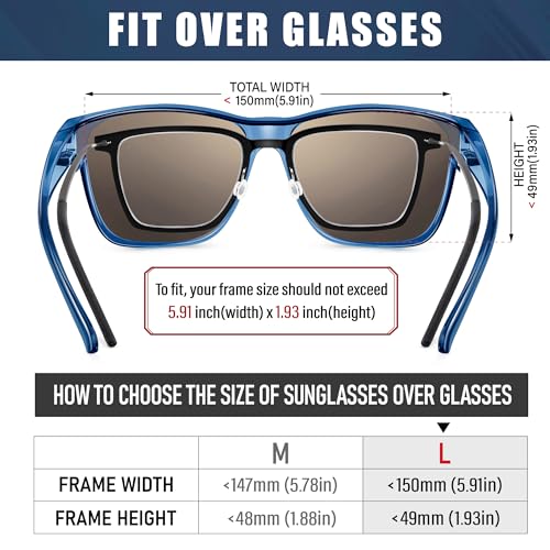 Image of Polarized Sunglasses Fit Over Glasses for Women Men, Oversized Square Sun Glasses UV400 Protection