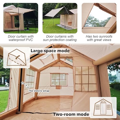 Carpa inflable grande 13x10 para camping 8-10 personas 4 estaciones miniatura 4
