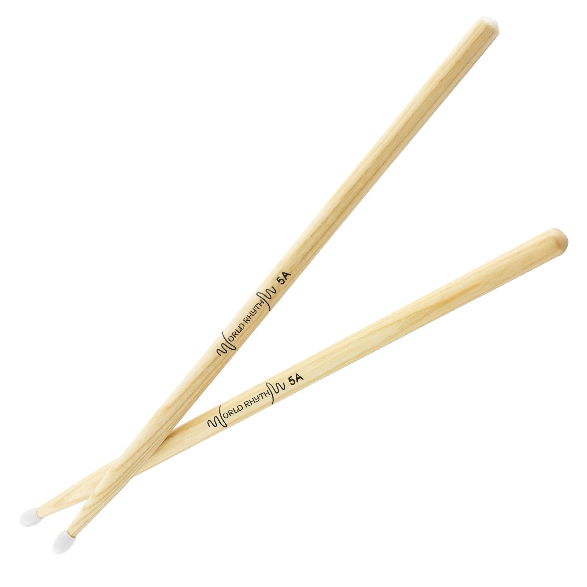 World Rhythm 5A, Hickory Nylon Tip Drumsticks - Pair