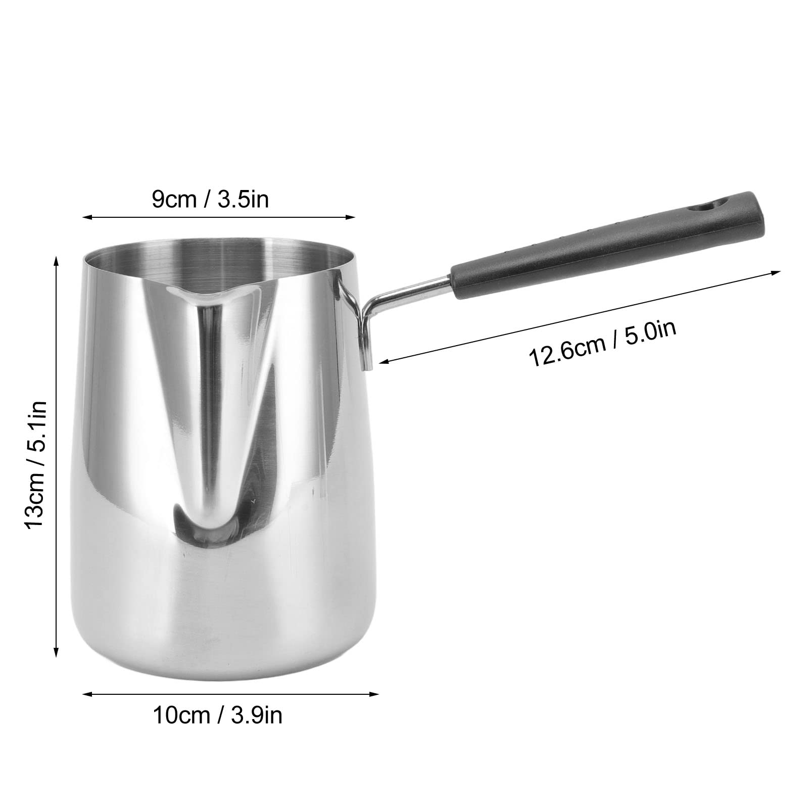 Türkische Kaffeekanne, Milchkanne Induktion, Milchaufschäumkrug, Edelstahl-Aufschäumbecher, Barista-Werkzeuge mit hitzebeständigem Kunststoffgriff für Zuhause, Bar (1000 ml)