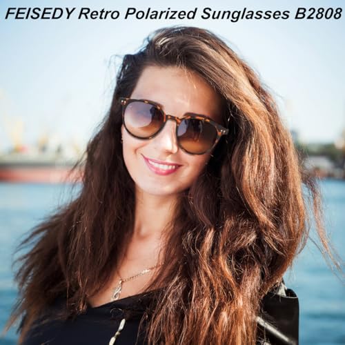 FEISEDY Retro Round Polarized Sunglasses Women Men Trending Shades Fashion Circle Sun Glasses B28083
