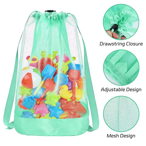 Miniatura 3 de Bolsa Para Juguetes De Playa, 3 Pcs Bolsa Malla Juguetes Playa, Bolsa Juguetes Plegable, Bolsa De Playa De Malla Con Cordón, Para Vacaciones Familiares, Viajes A La Playa, Juguetes A