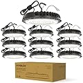 HYPERLITE High Bay LED Lights 150W, 10 Packs LED High Bay Light 21000LM, LED UFO Light Fixture for Barn Gym Shop Workshop Garage Warehouse Factory ETL Listed 2024 New
