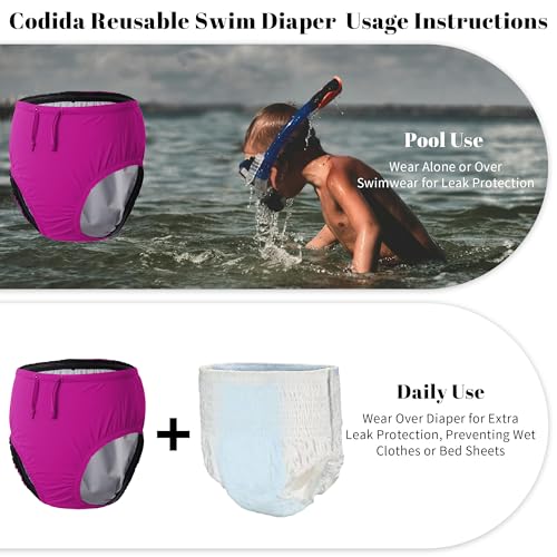 Get Back in the Pool: 9 Best Swim Diapers for Adults Over 50 15 Reusable Swim Diapers for Adults Waterproof Leakproof Incontinence Swimwear Underwear for Men and Women with Special Needs(Pink,M)