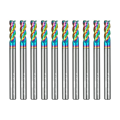 Image of Tools Carbide End Mills,DLC Coating CNC Mill Bits for Aluminum, Magnesium Alloys, Composite Materials, 3 Flute, 1 /8 Shank(1 /8 inch, 10pcs)