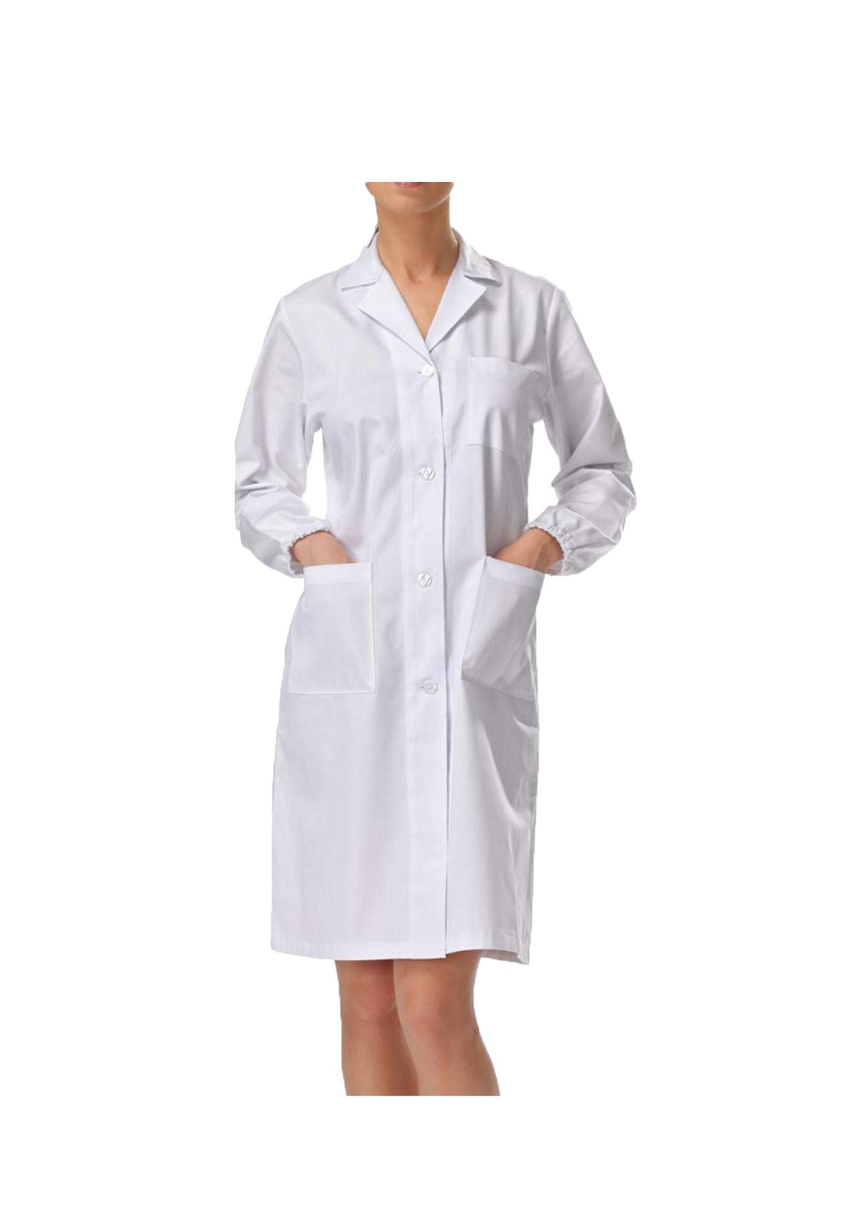 Blouse de travail blanche pour femme avec élastique aux poignets, chemise de laboratoire pour docteur, médicale, structure sanitaire, infirmière, vétérinaire