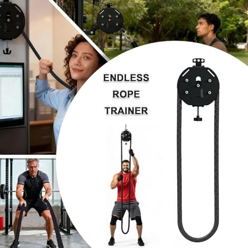 Adjustable 20kg Grip Strength Trainer & Endless Rope Machine - Portable All-in-One Gym for Full-Body Workout: Arms, Core, Back - Mounts Anywhere, Ideal for Fitness Enthusiasts