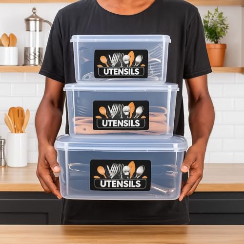 Image of Plastic Storage Boxes -Transparent Containers with Lock System for Clothes, Medicines, Stationery, Cosmetics, and Accessories Set of 3(3.5L,5L,8L)