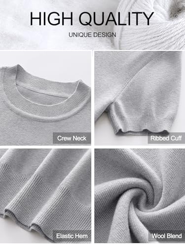 Image of ANRABESS Womens Short Sleeve Sweaters Wool Blend Crew Neck Sweater Shirts Business Casual Work Tops 2026 Summer Outfits