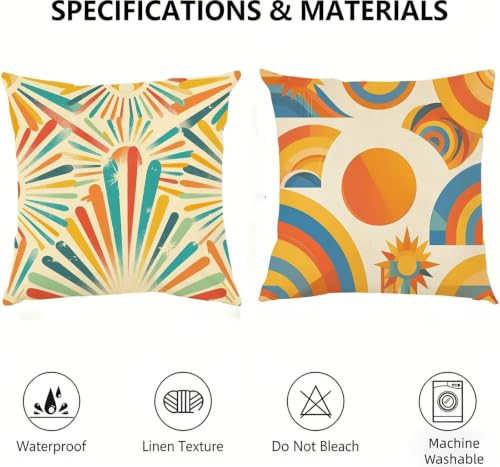 Coussin extérieur imperméable 65x65cm orange rétro pour salon de jardin - 6