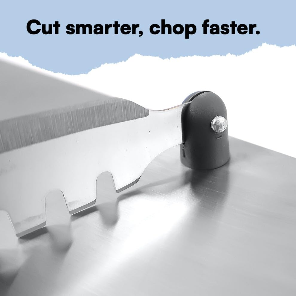 Image of SUPERMOM Kitchen Tool 2 Pc - Combo of Stainless Steel Cut & Chop Veggies Slicer with Plastic Fruit & Vegetable Peeler, Sharp Stainless Steel Blade, Comfortable Grip Handle for Cutting, Peeling & More