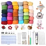 🐻【Juego completo de fieltro con aguja】 -- Este kit de fieltro no solo contiene 40 hermosos colores de lana para fieltrado, sino también muchos suministros básicos para fieltro de aguja, como agujas de fieltrado, tijeras, cunas de dedos, relleno de espuma, etc. Incluye todo lo necesario para el fieltrado de aguja.