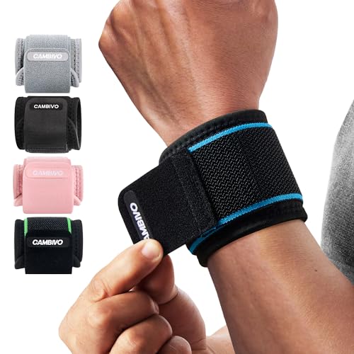 Image of CAMBIVO 2 Pack Wrist Brace for Carpal Tunnel with wraps, Black-Blue | Wrist Support, Adjustable Wrist Wraps for Weightlifting, Tendonitis, Pain Relief, Sleeping, Night, Gym, Neoprene, Both Hands
