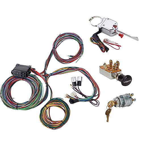 Speedway Motors 12-Circuit Universal Wiring Harness Kit with Fuse Block, Headlight Switch, Ignition Switch, Turn Signal Switch, Fits Hot Rods, Classics, and Custom 12V Builds