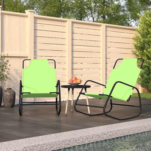 Kaloriko Hamaca mecedora 2 unidades, color verde de acero y textileno transpirable, 89 x 58 x 93,5 cm, resistente a la intemperie, estructura mecedora con cómoda superficie de descanso para jardín