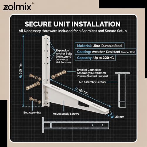 Image of ZOLMIX Ac Stand | Heavy Duty, Rust Proof, Supports Up to 220kg | Pack of 1