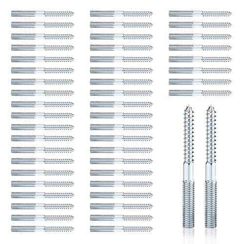 50 Stück Stockschrauben M8 x 80 mm: Torx Stockschrauben Schraubstifte aus verzinktem Stahl Doppelgewindeschrauben für Rohrschellen Möbelmontage Holzgelenke und Möbelbeine