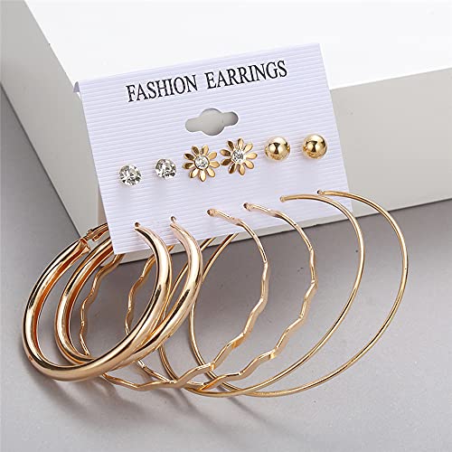 Image of Shining Diva Fashion Stylish Combo Design 6 Pairs Metal Earrings for Women and Girls (F12787er)