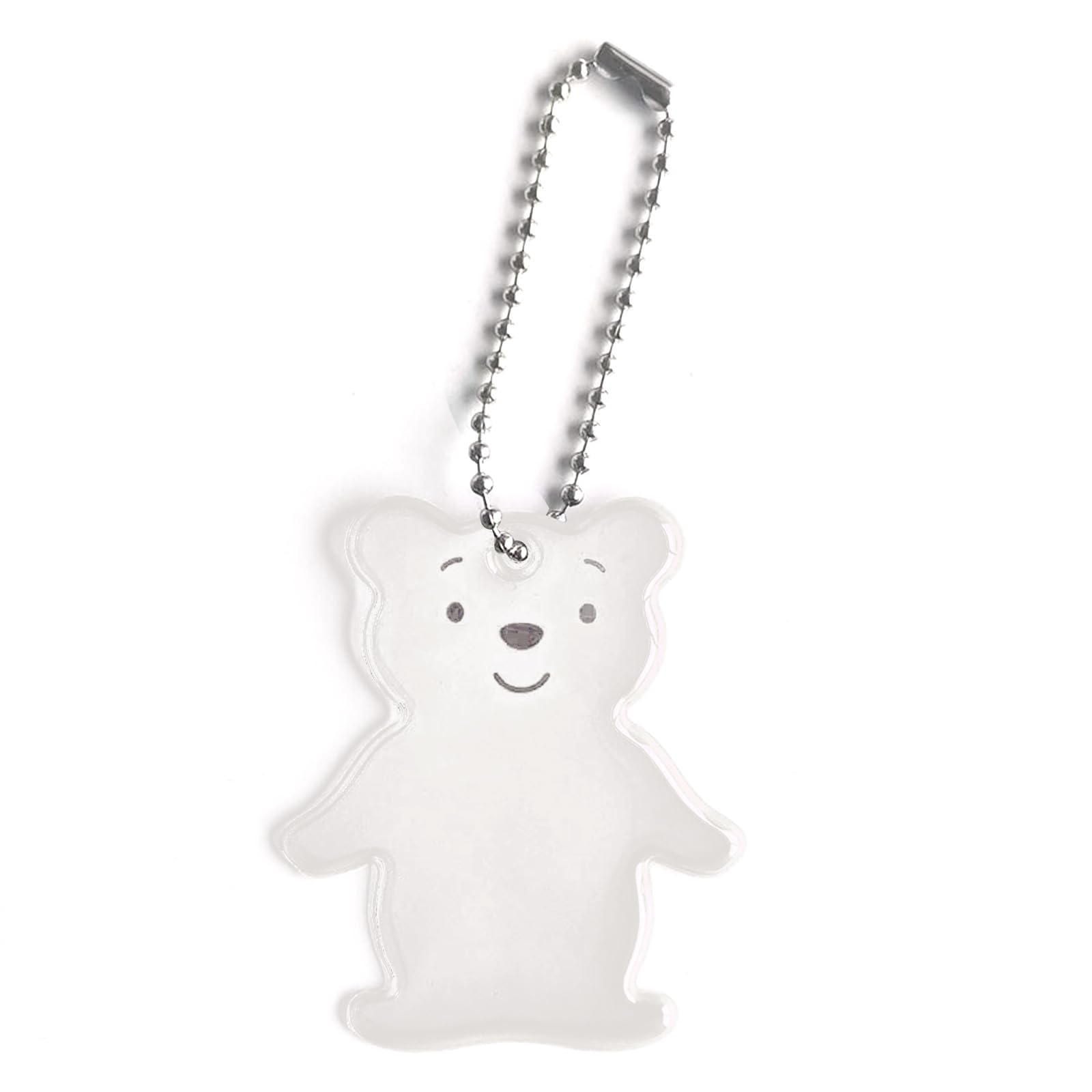 Bubefskd Silver White Child Reflectors Keyrings Cute Reflective Bear Gear Backpacks Strollers Jackets Safe Reflector Keychain Bear-Shaped Accessory Reflector Pendant