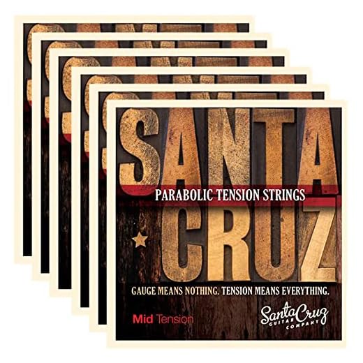 Santa Cruz Parabolic Tension Acoustic Guitar Strings Mid Tension (6 Pack Bundle)