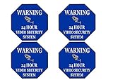 Rogue River Tactical 4 Pack Warning Security Video Camera Surveillance Monitored 24 Hour Sign Sticker Decal Window Door Indoor Outdoor 5x5 Inch