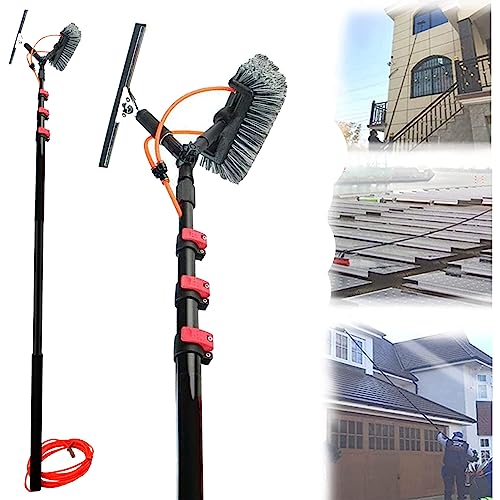 DUANHOZ Kit de Nettoyage de Panneaux solaires avec Brosse, Brosse de Nettoyage pour fenêtres, nettoyant pour Panneaux photovoltaïques de toiture, tête de Brosse de 35 cm, longueu