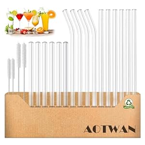 AOTWAN Glasstrohhalme 20 Stück 16+4 – Wiederverwendbar