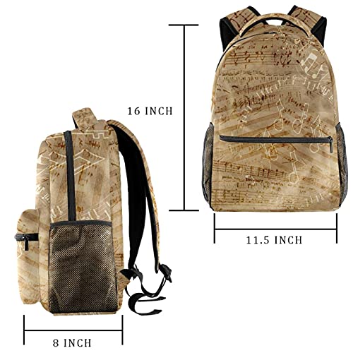 Sac à dos campus imperméable à notes de musique avec porte-bouteille latéral