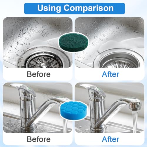 Image of Supvox 4Pcs Replacement Attachment Cleaning Kit for Electric Cleaning Brush, Sponge Pad, Scouring Pad, Fleece Buffing Pad, Microfiber Pad Universal Electric Spin Scrubber Replacement Head