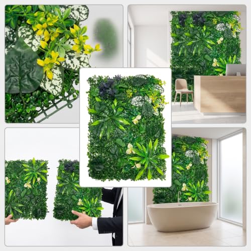 Image of Dekorly Artificial Grass Wall Panels | Indoor Outdoor Decoration | Garden, Floor, Balcony Home Decoration | Vertical Garden Artificial Wall Plants (Multi Flowers Mat, 58cm x 40cm)