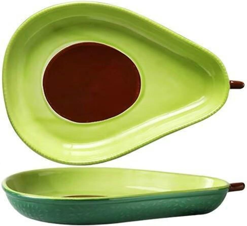 GAOXING Dinner plates Creative avocado plate ceramic breakfast plate soup bowl salad bowl dessert bowl fruit plate dish tableware dish (Color : 12 plate)