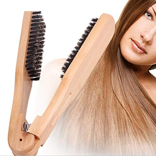 Cepillo alisador de cabello Rosenice en forma de V, peine de madera antiestático para alisado suave sin frizz y masaje capilar miniatura 6