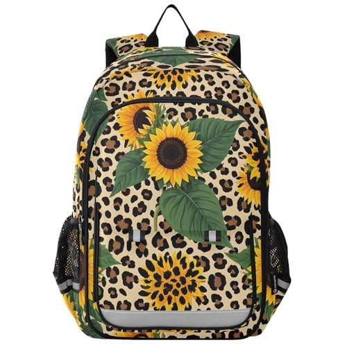 Sac à dos de voyage léopard tournesols spacieux pour transporter vos affaires sans douleur