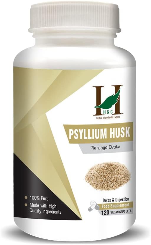H&C Herbal Ingredients Expert Psyllium Husk (Isabgol) Capsules - 450 mg (Pack 120 Capsules) - A Dietary Supplement | Detox & Digestion