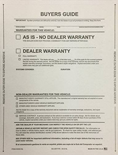 Buyer's Guide AS is- No Warranty, No Lines, (100 Qty) (W28)