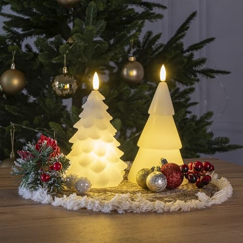 Ideen mit Herz LED-Kerze aus Echtwachs | Weihnachtskerze | Tannenbaum...