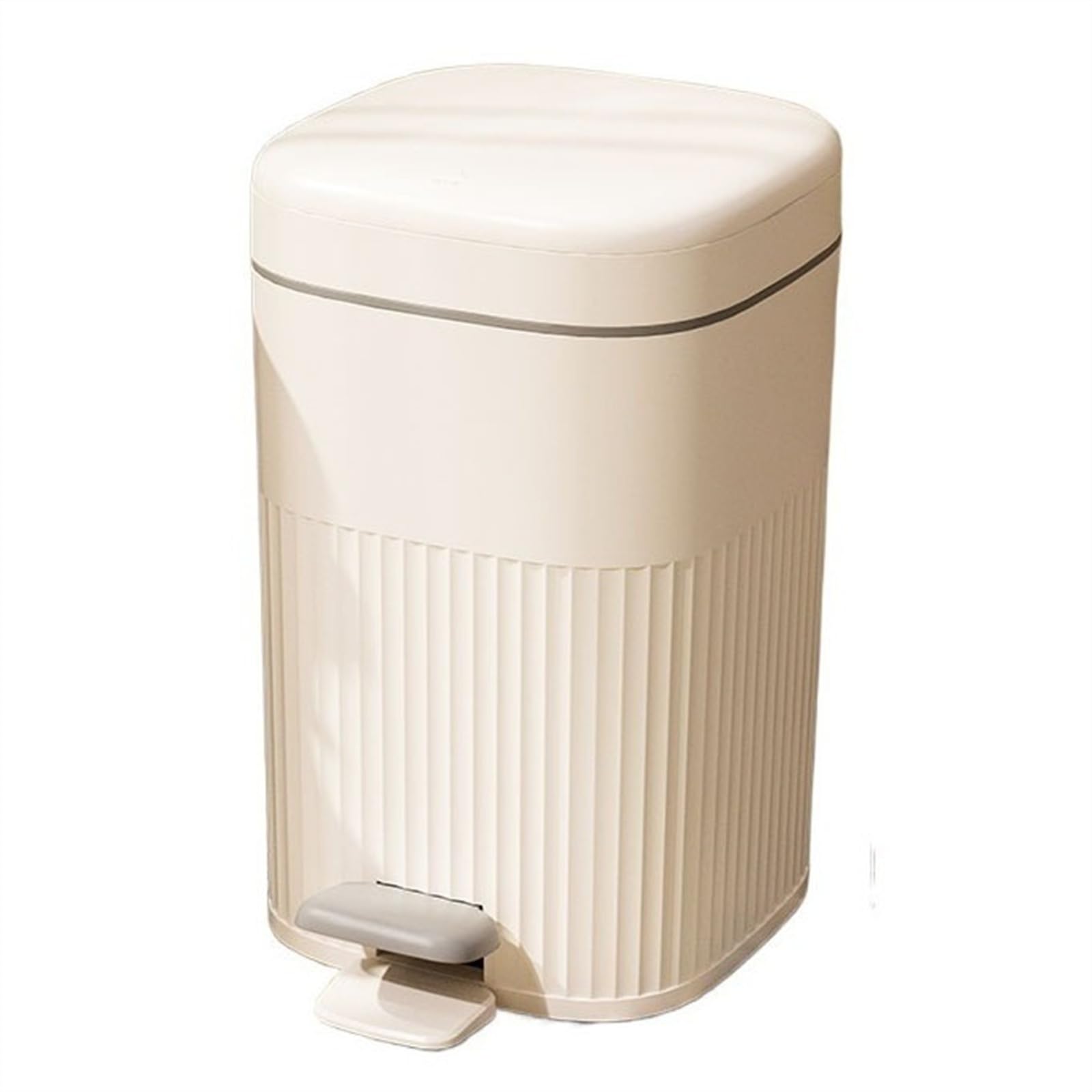 Cubo de Basura ﻿ Bote De Basura Retro con Anillo Presión for Sala Estar Cubo de Basura con Pedal ﻿ Cubo de Basura decorati(White-Gray,S)