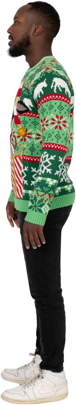 Blizzard Bay Men's Ugly Christmas Sunglass Cow Gift Drink Pocket Sweater