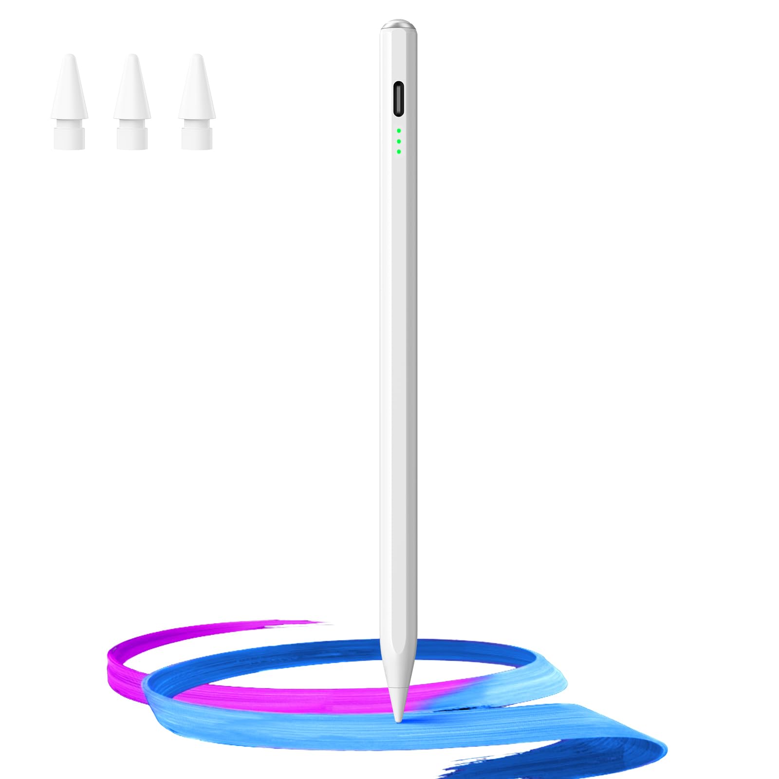 Hastraith Stylus Pen for iPad(2018-2025)-13 Mins Fast Charge with Tilt Sensitivity & Palm Rejection for iPad 11/10/9/8/7/6th Gen, Air 7/6/5/4/3/M3/M2, Pro 13"/12.9"/11"/M4, Mini 7/6/5th,White