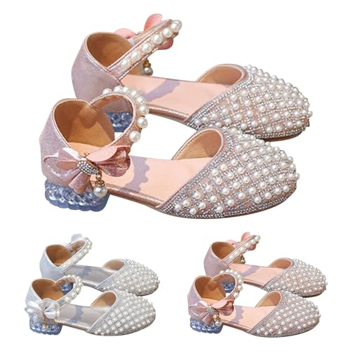 Generic Girls Dress Wedding Party Pearls Sandals Little Girl Princess Low Block Heel Mary Jane Ankle Strap Casual Shoes3