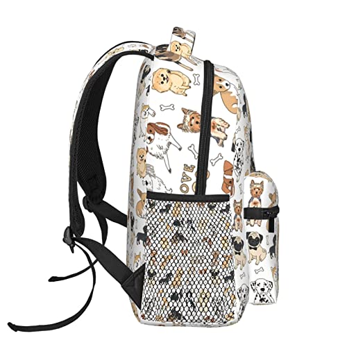 Niedlicher Rucksack mit Hundemotiv und Tiermotiven, stilvoll, lässig, für Damen, personalisierbar, Laptop-Rucksäcke mit mehreren Taschen, Computer-Tagesrucksack für Arbeit, Business, Reisen