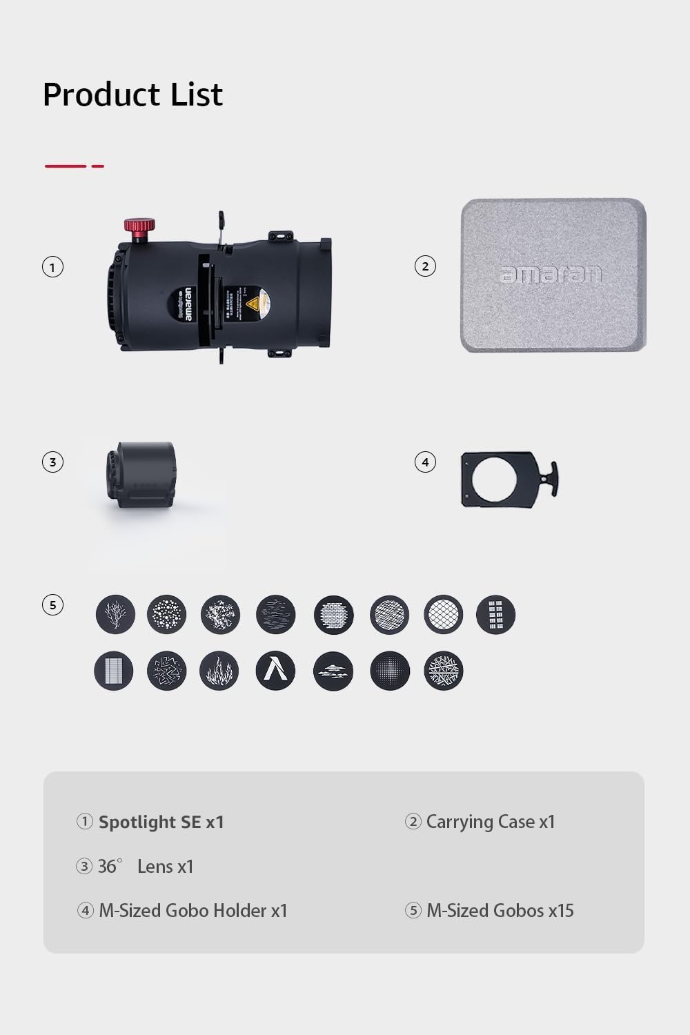 Amaran Spotlight SE Kit di proiezione di precisione a 36° per Amaran 300c, 150c, 200X S, LS 300x, compatibile con Bowens Mount Light fino a 300 W