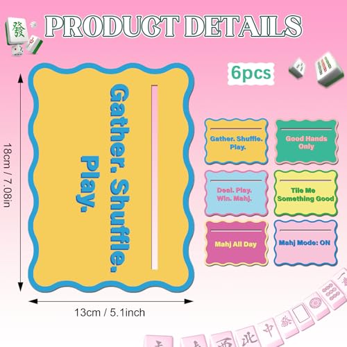 6 Piezas Tarjetas Mezcladoras Mahjong en PVC miniatura 2