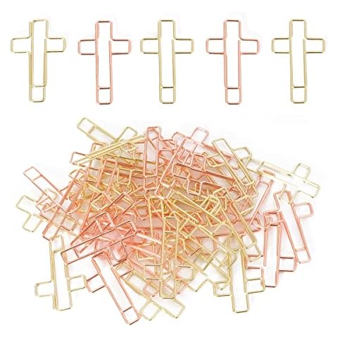 50 Pack Paper Clips (Gold and Rose Gold Color), Bible Paper Clips, Journaling Paper Clips, Bible Study Supplies, Christian Journaling Items, Bible Journaling Study Supplies, Bible Clips Cover